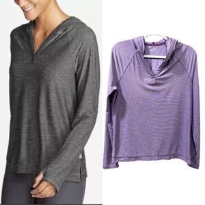 Eddie Bauer Purple Infinity Long Sleeve Hoodie‎ Size Small Striped Trek Travel